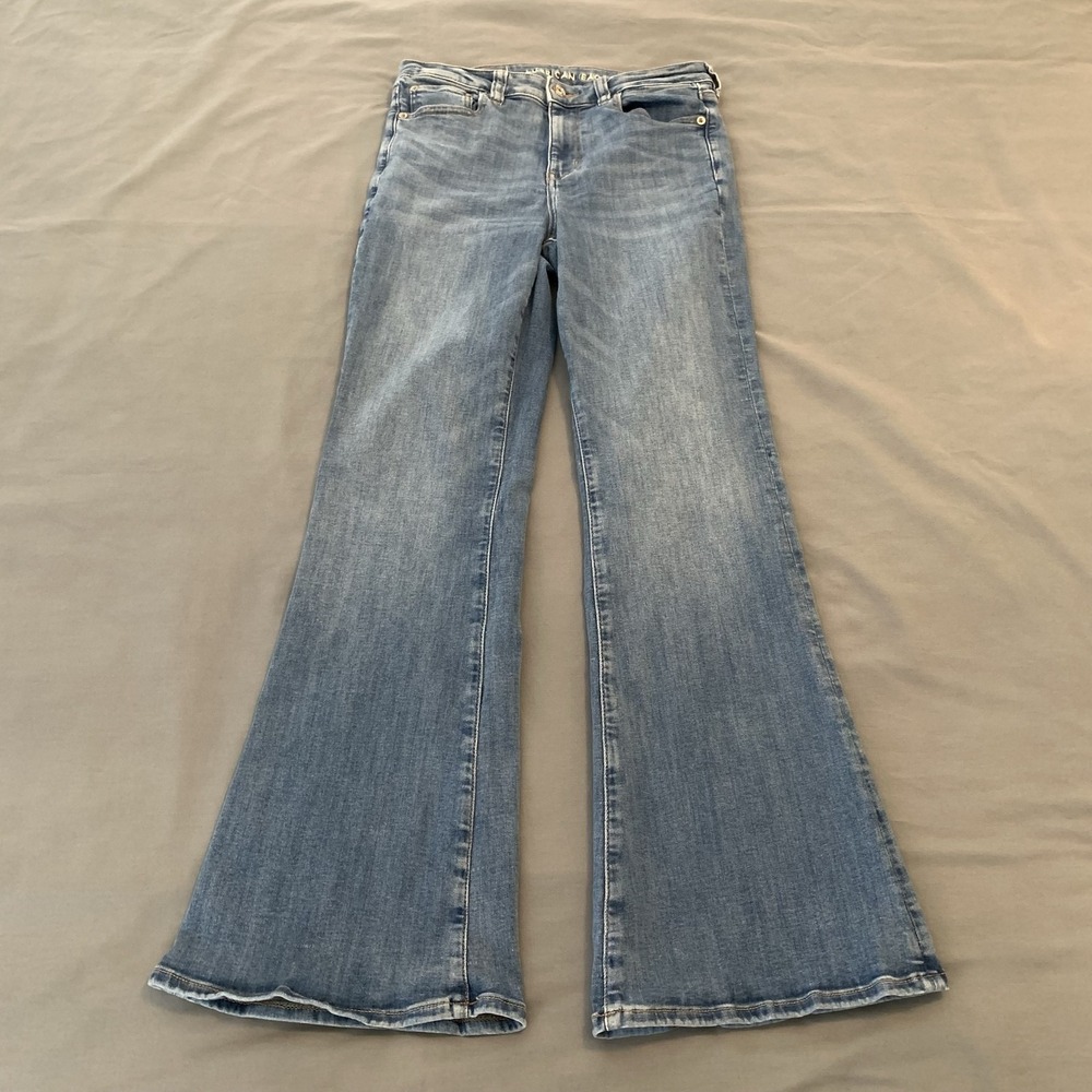 American Eagle Outfitters Jeans Womens 8 Blue Wash Super Hi-Rise Flare Stretch